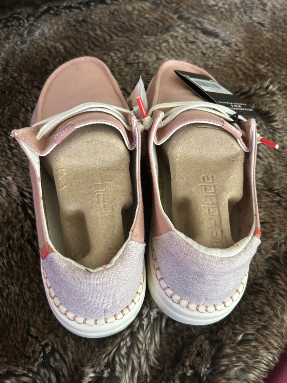 Hey Dude Wendy Slip-On Sneakers in Dusty Rose with White Laces - Picture 3 of 3